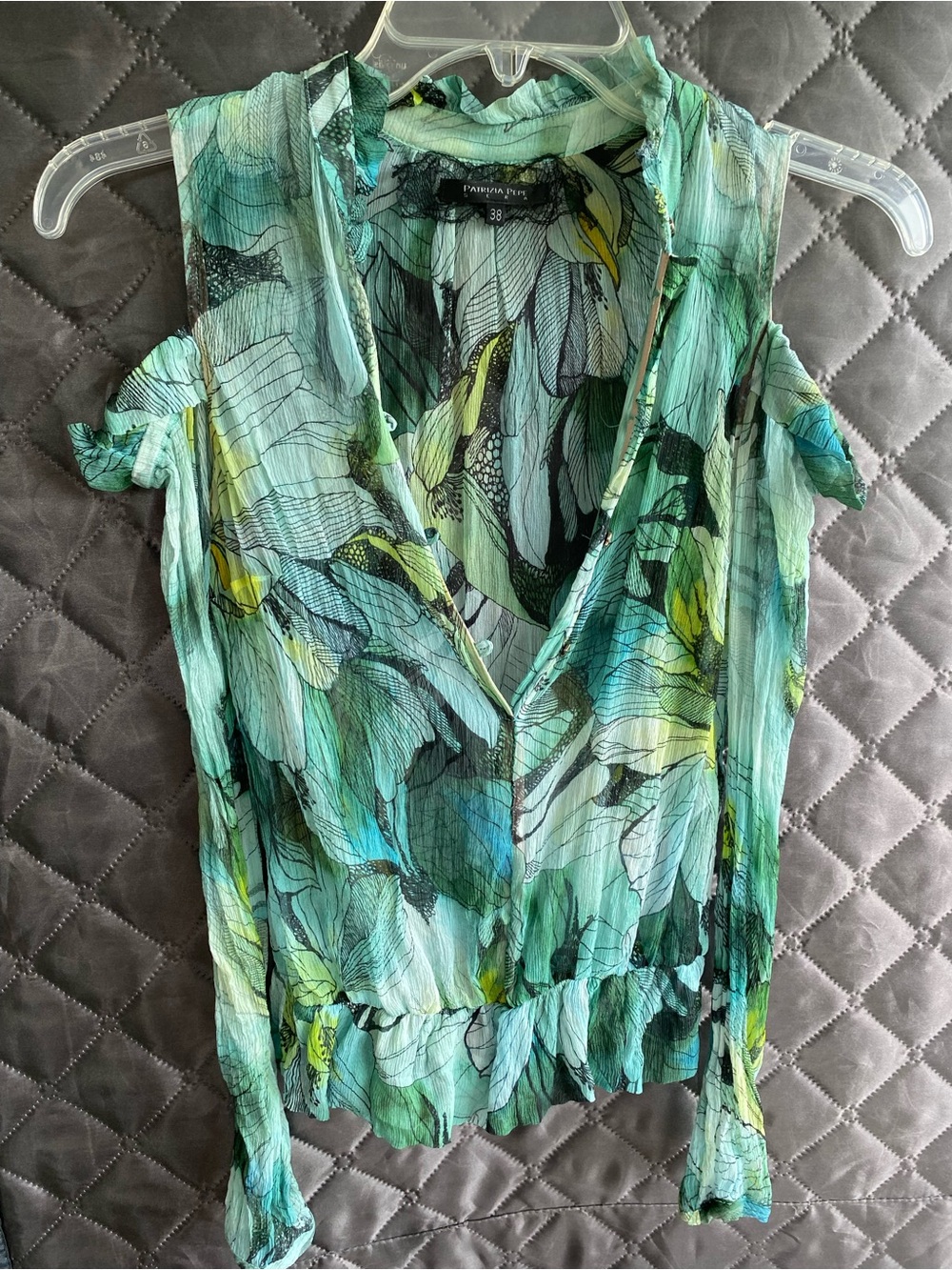 Patrizia Pepe SERA Silk Floral Blouse Sheer Lace Trim IT 38 US 2 - Picture 2 of 6
